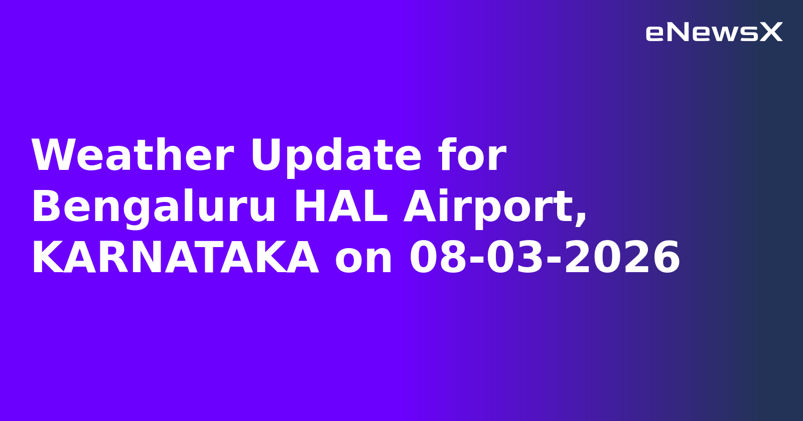 Weather Update for Bengaluru HAL Airport, KARNATAKA on 08-03-2026