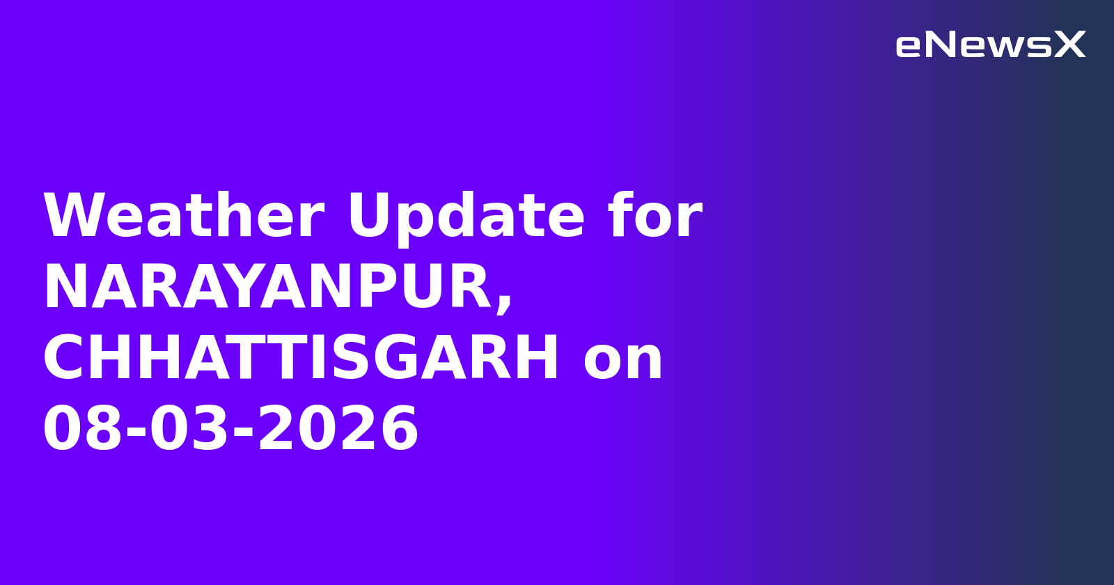 Weather Update for NARAYANPUR, CHHATTISGARH on 08-03-2026