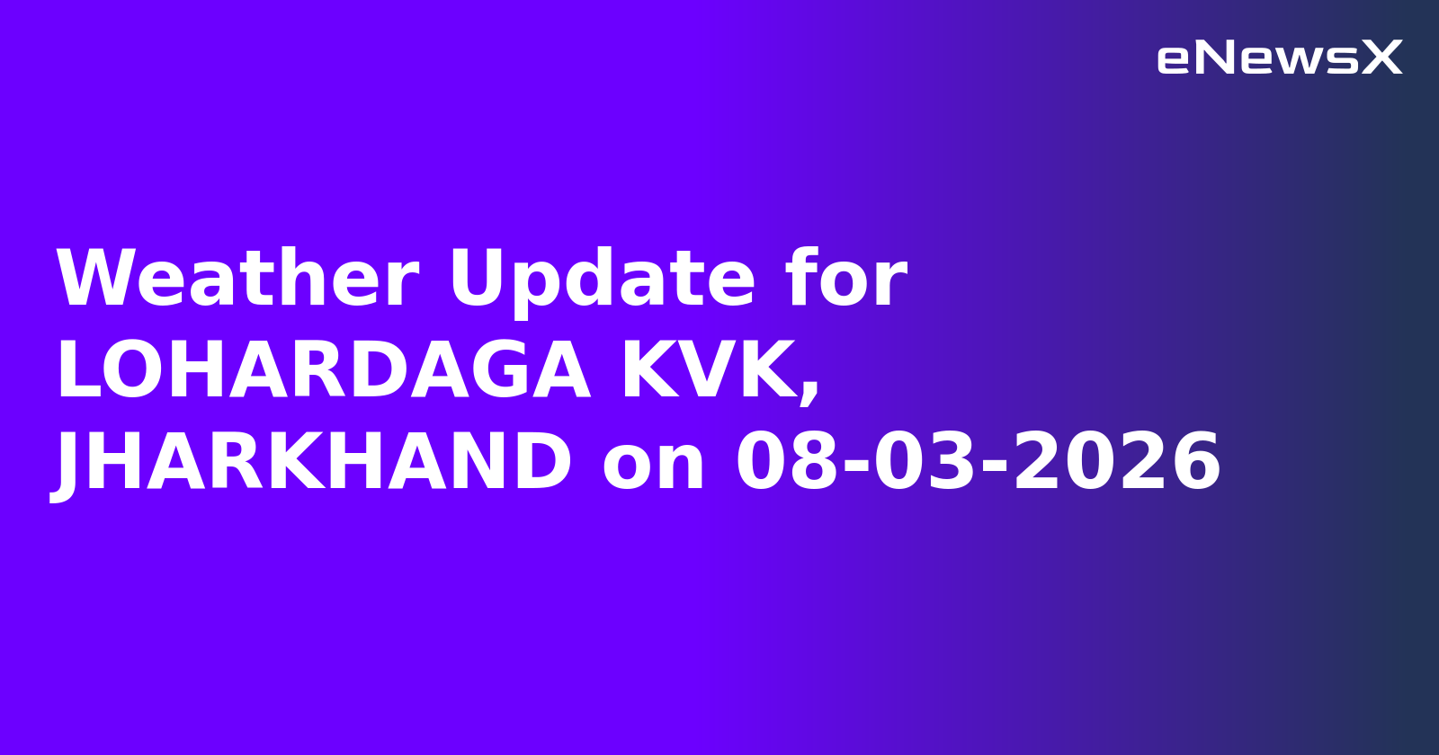 Weather Update for LOHARDAGA KVK, JHARKHAND on 08-03-2026