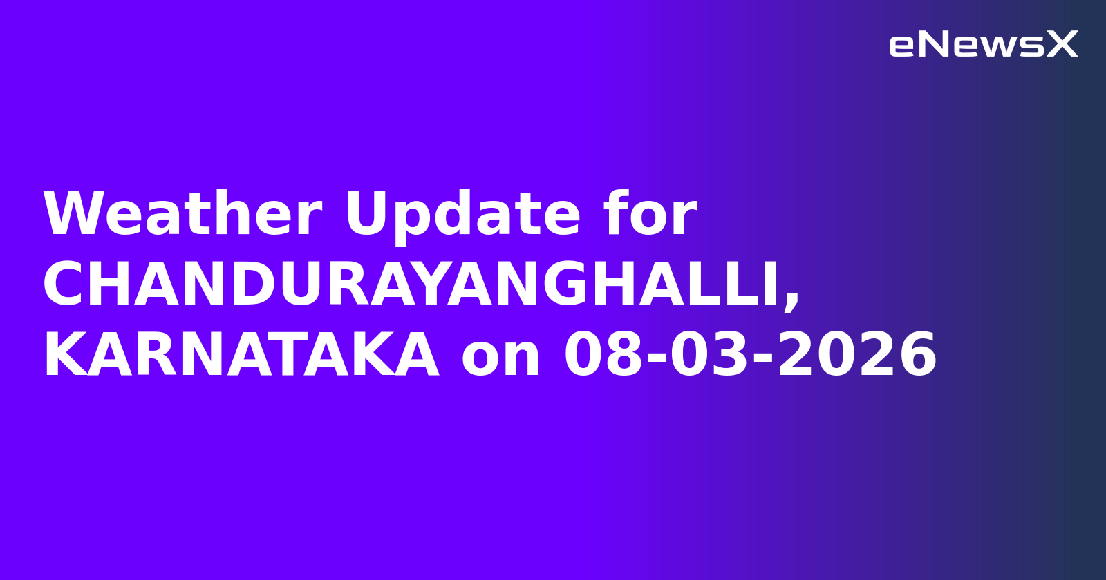 Weather Update for CHANDURAYANGHALLI, KARNATAKA on 08-03-2026