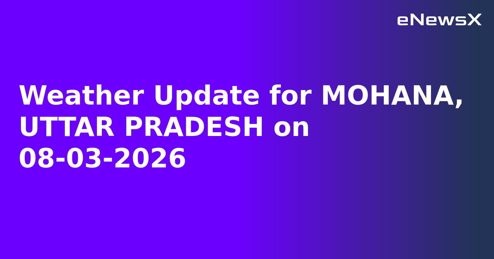 Weather Update for MOHANA, UTTAR PRADESH on 08-03-2026