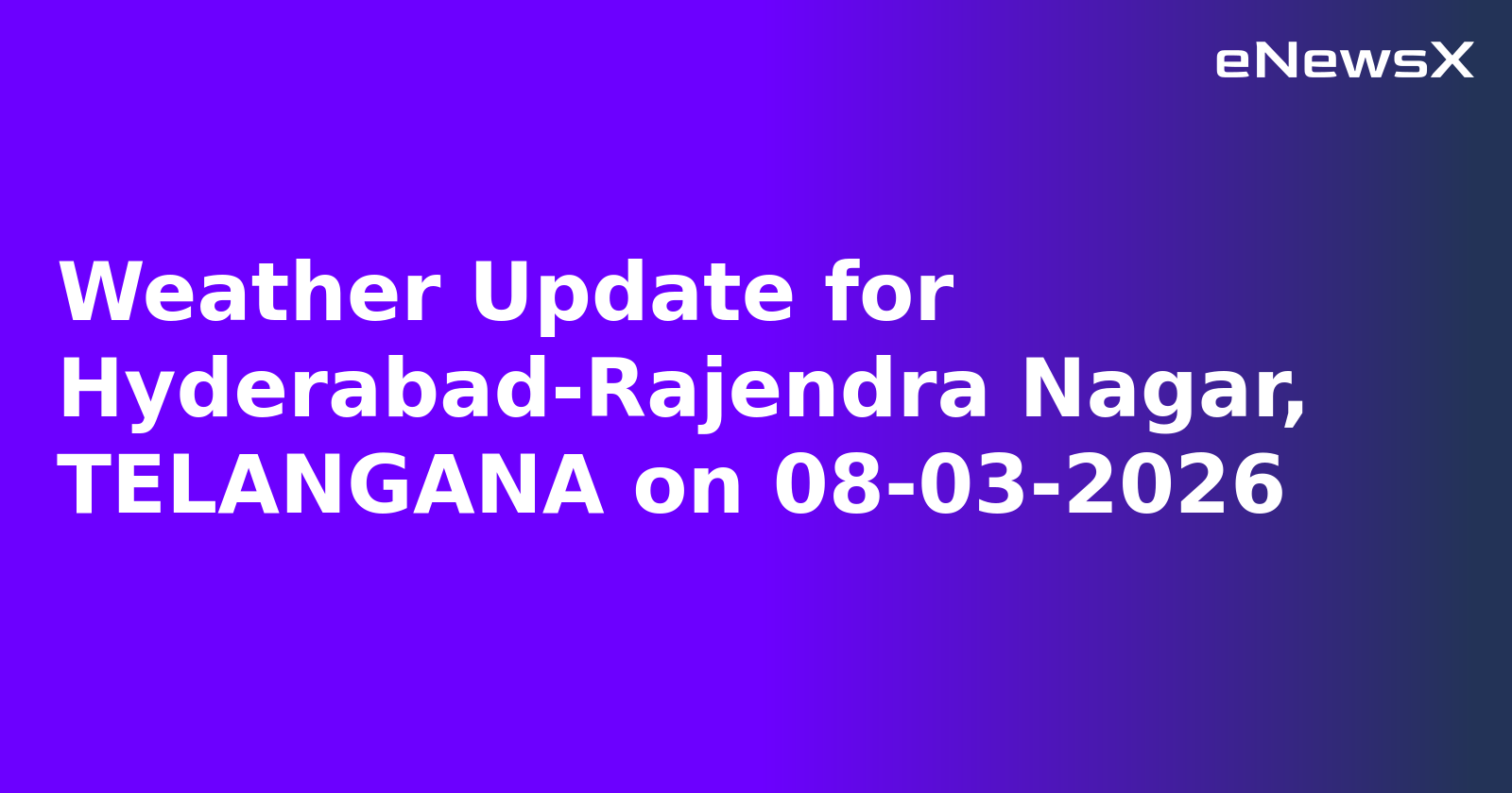 Weather Update for Hyderabad-Rajendra Nagar, TELANGANA on 08-03-2026