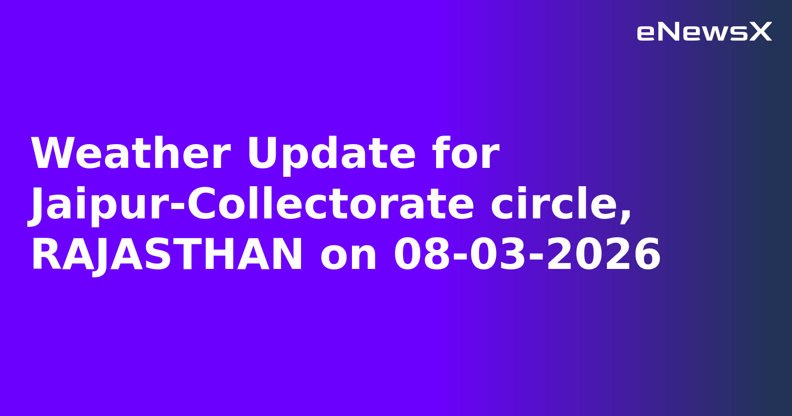 Weather Update for Jaipur-Collectorate circle, RAJASTHAN on 08-03-2026