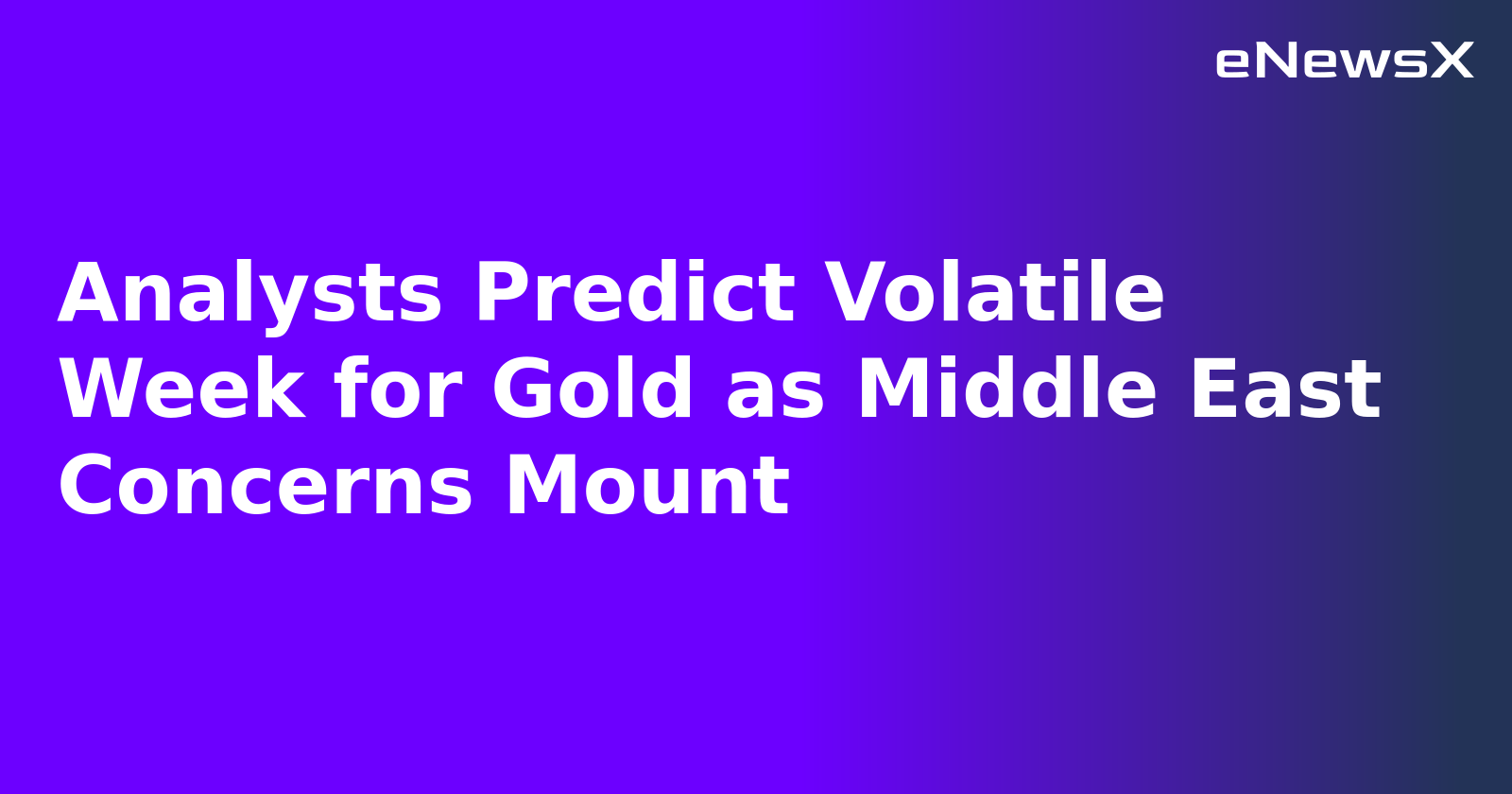 Analysts Predict Volatile Week for Gold as Middle East Concerns Mount