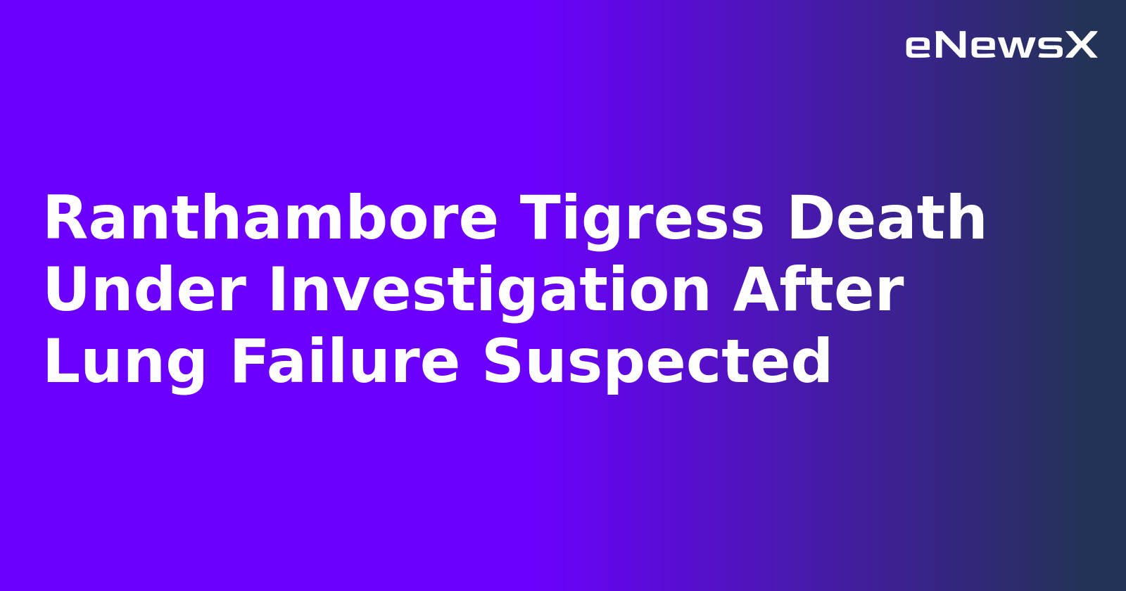 Ranthambore Tigress Death Under Investigation After Lung Failure Suspected