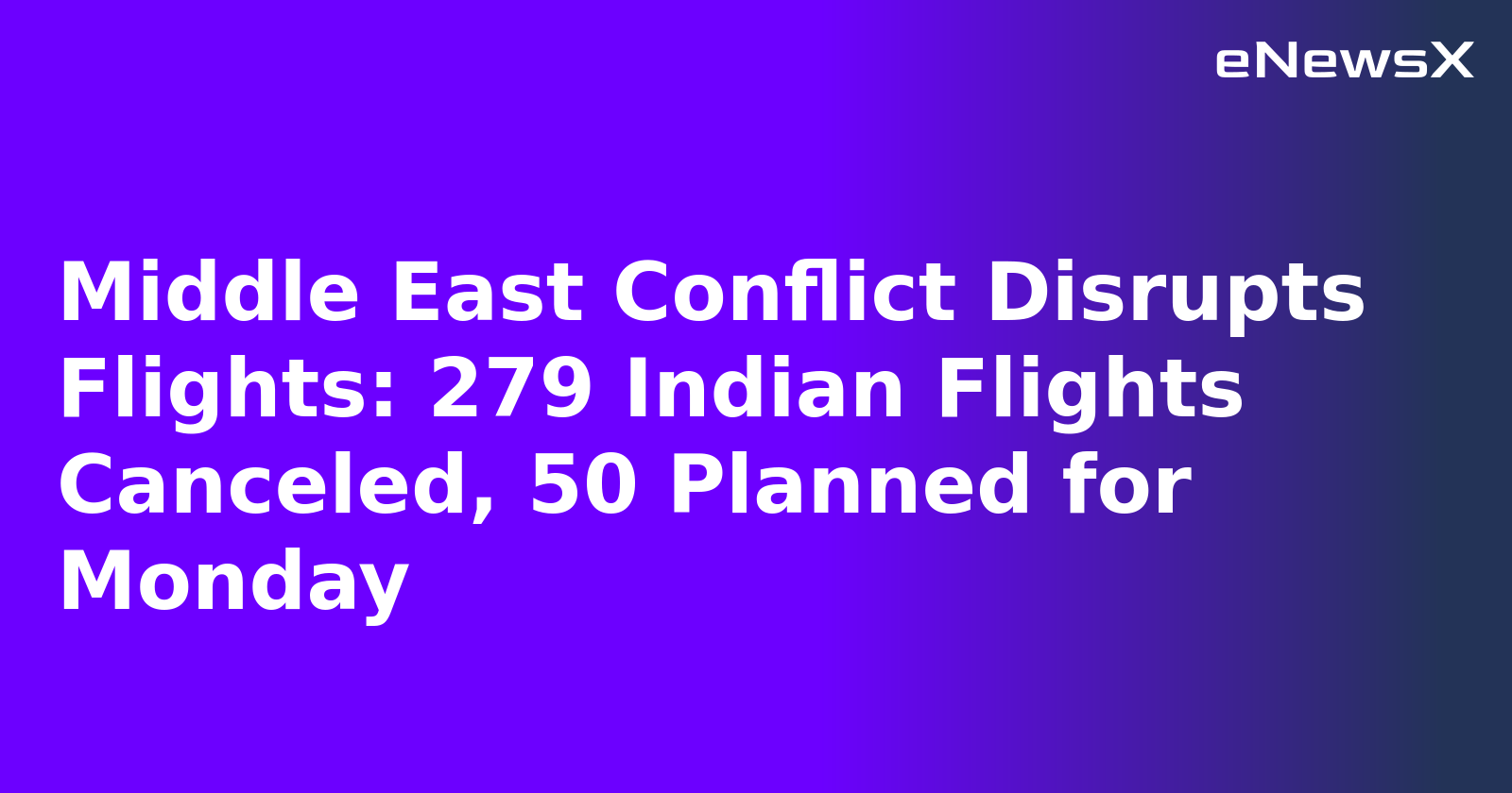 Middle East Conflict Disrupts Flights: 279 Indian Flights Canceled, 50 Planned for Monday