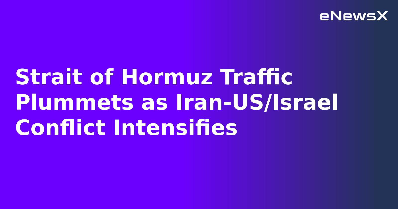 Strait of Hormuz Traffic Plummets as Iran-US/Israel Conflict Intensifies