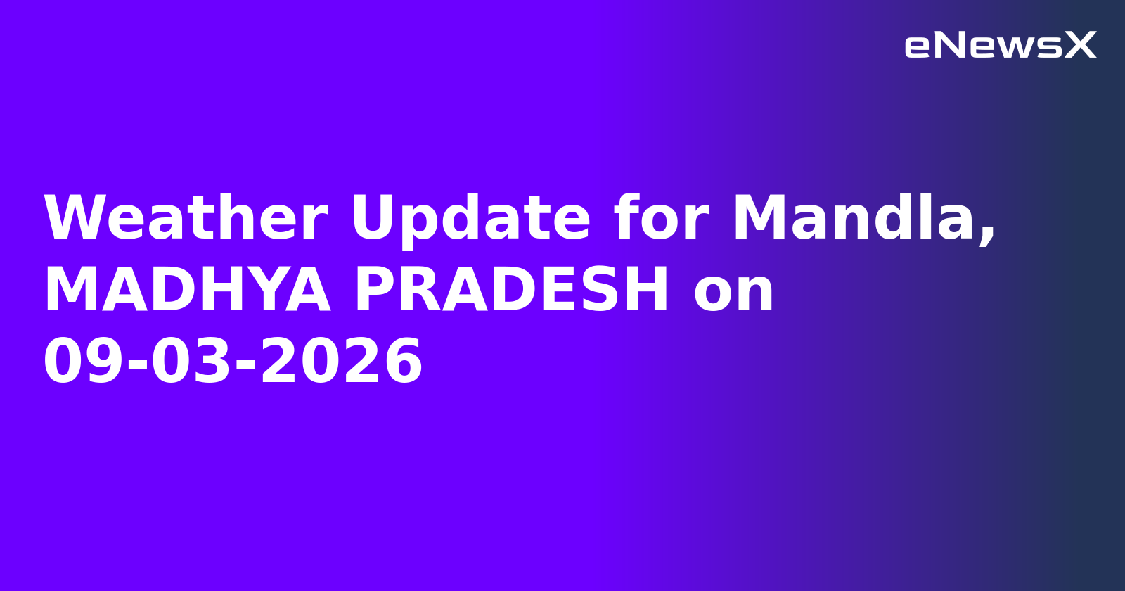 Weather Update for Mandla, MADHYA PRADESH on 09-03-2026