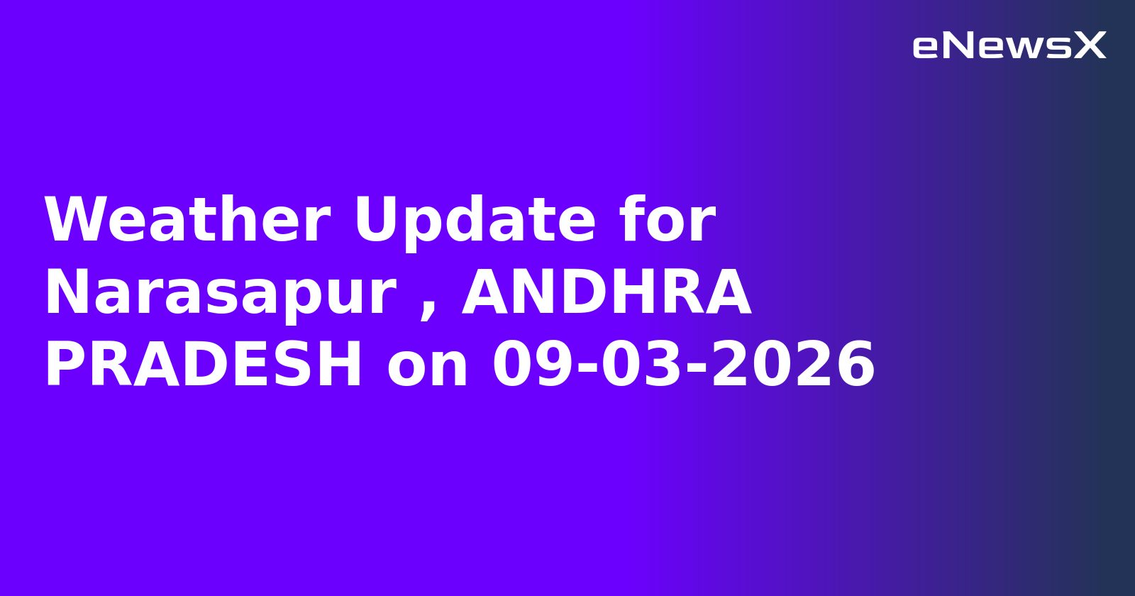 Weather Update for Narasapur , ANDHRA PRADESH on 09-03-2026