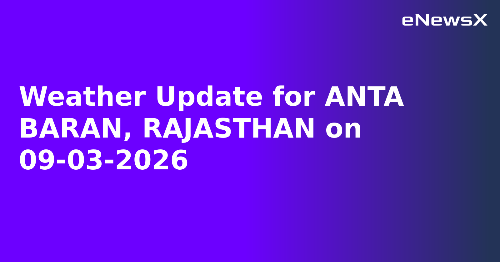 Weather Update for ANTA BARAN, RAJASTHAN on 09-03-2026