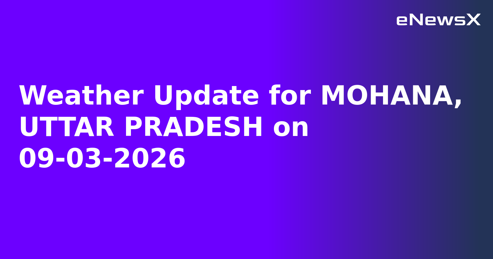 Weather Update for MOHANA, UTTAR PRADESH on 09-03-2026