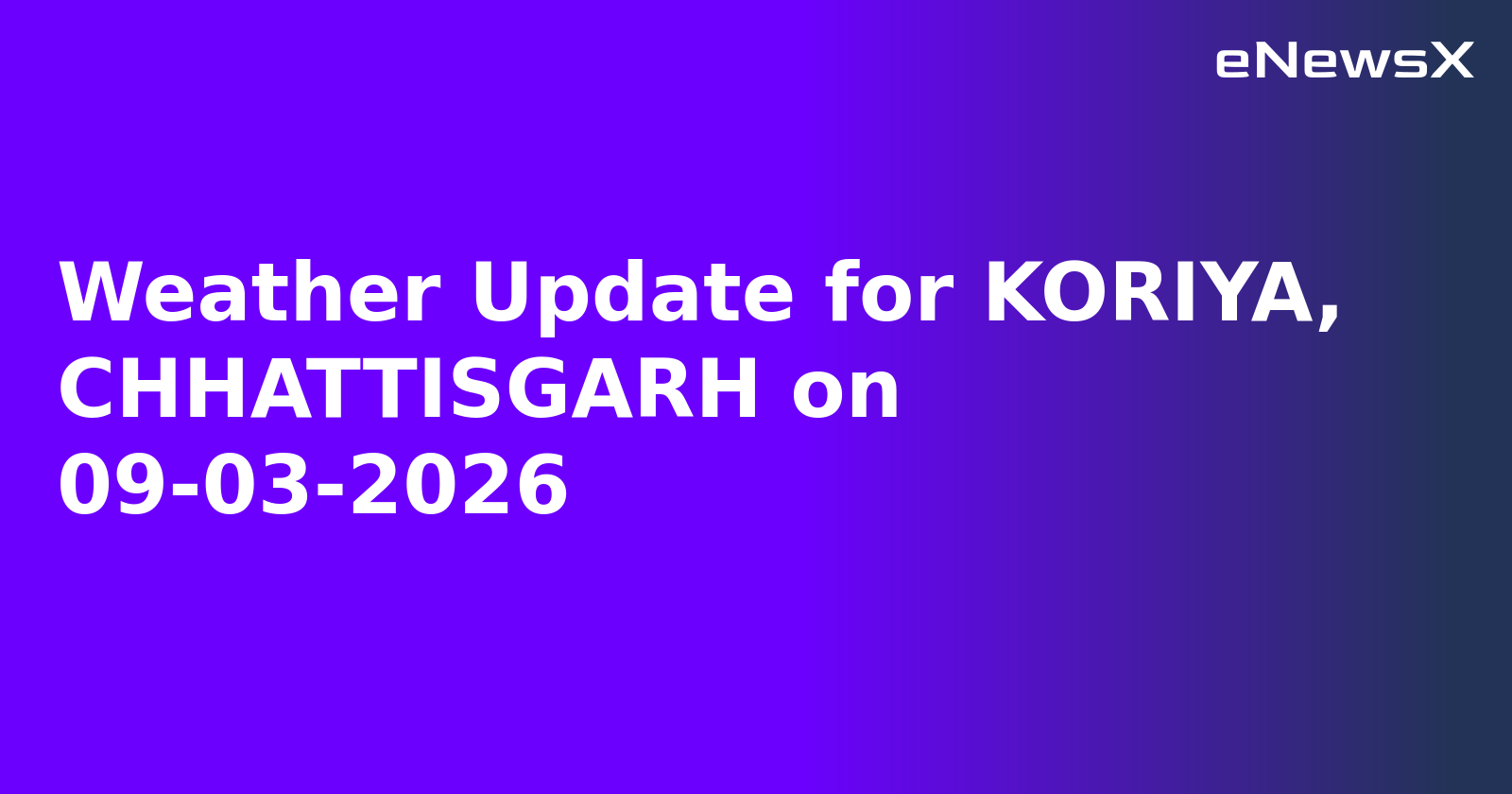 Weather Update for KORIYA, CHHATTISGARH on 09-03-2026