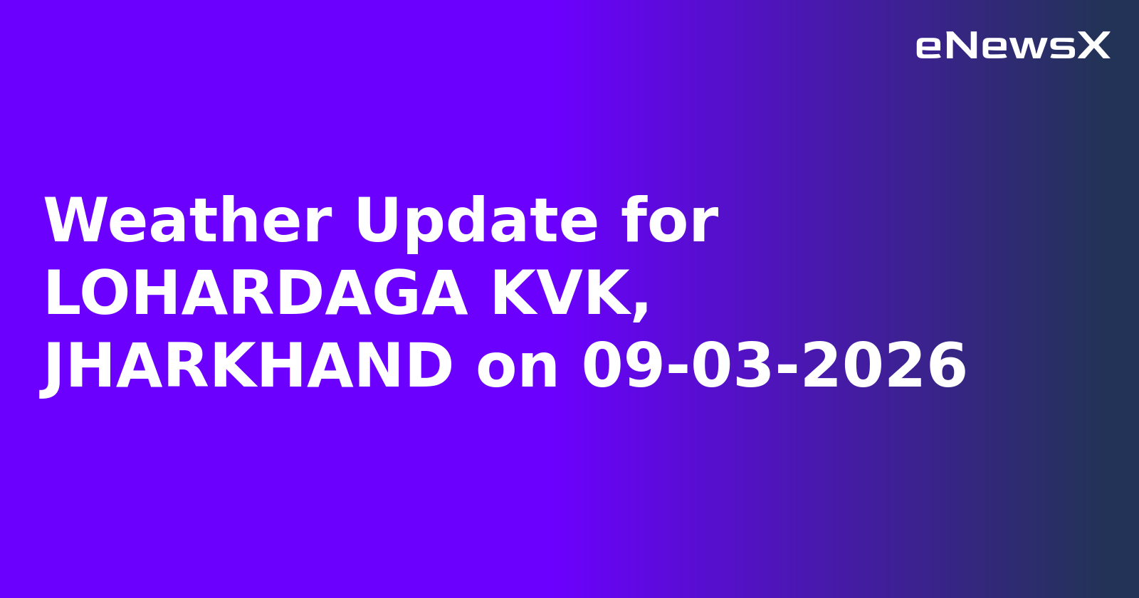 Weather Update for LOHARDAGA KVK, JHARKHAND on 09-03-2026