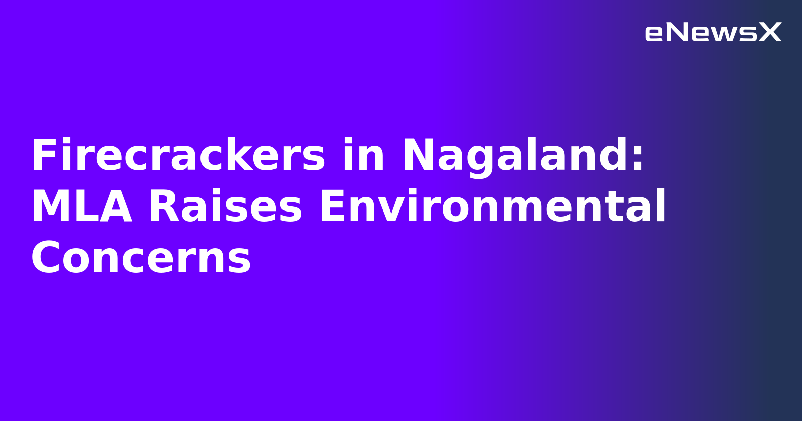 Firecrackers in Nagaland: MLA Raises Environmental Concerns