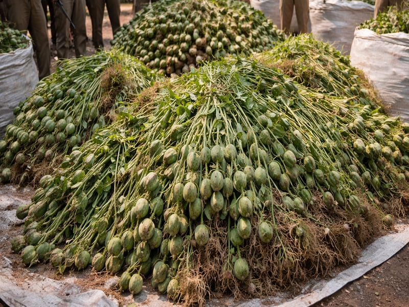 Illegal Opium Crop Confiscated by Madhya Pradesh Police.webp