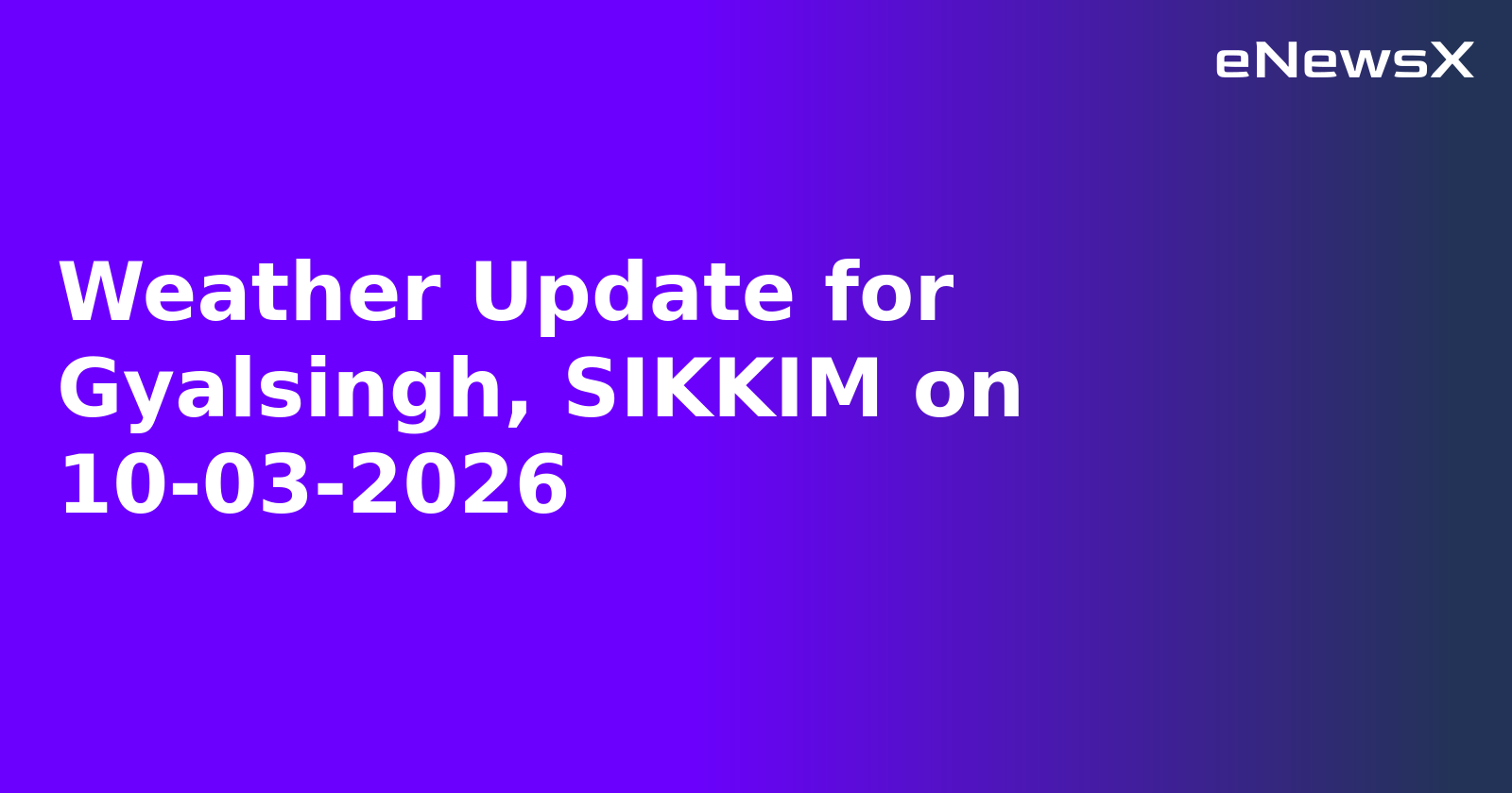 Weather Update for Gyalsingh, SIKKIM on 10-03-2026