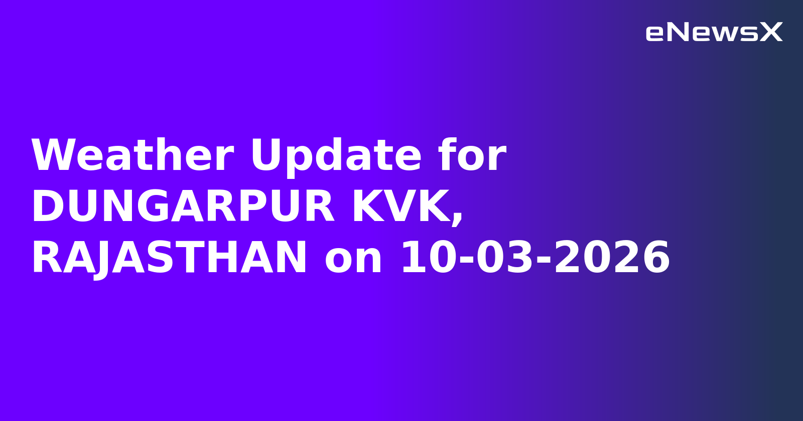 Weather Update for DUNGARPUR KVK, RAJASTHAN on 10-03-2026