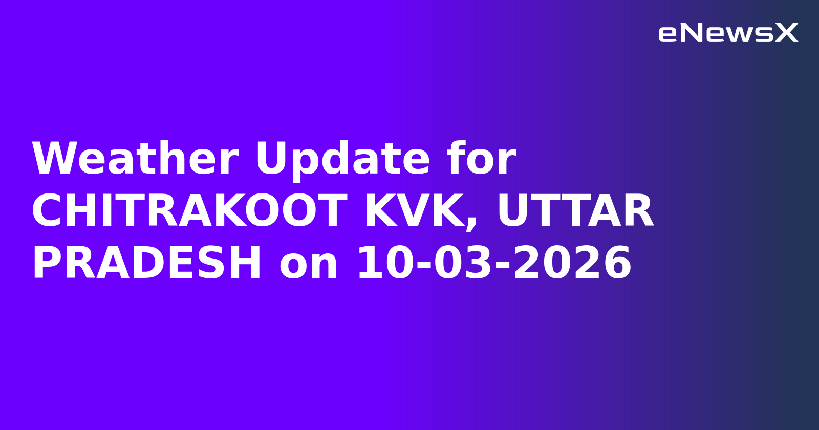 Weather Update for CHITRAKOOT KVK, UTTAR PRADESH on 10-03-2026