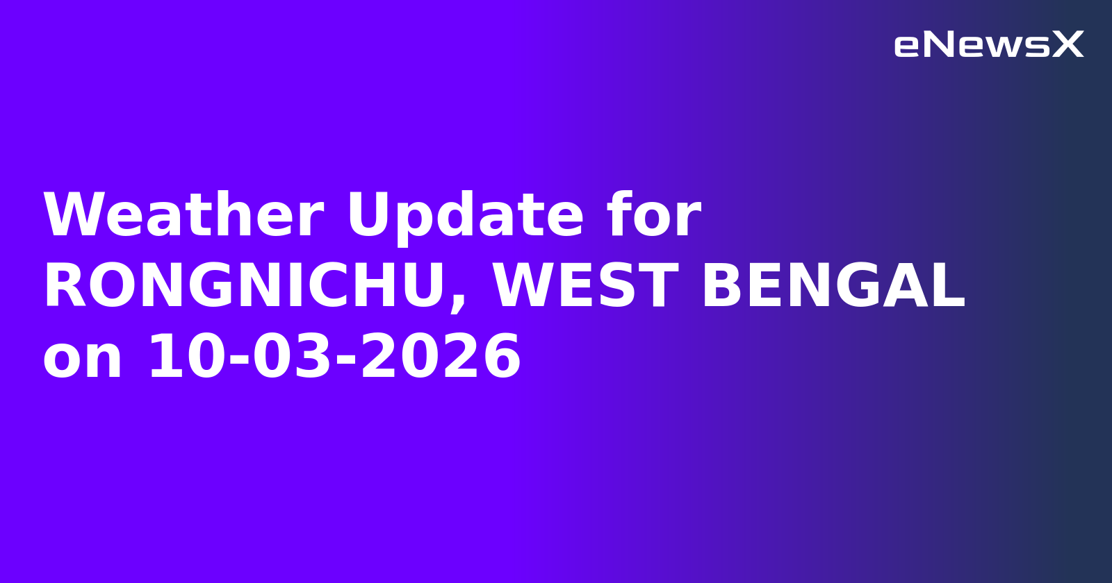 Weather Update for RONGNICHU, WEST BENGAL on 10-03-2026