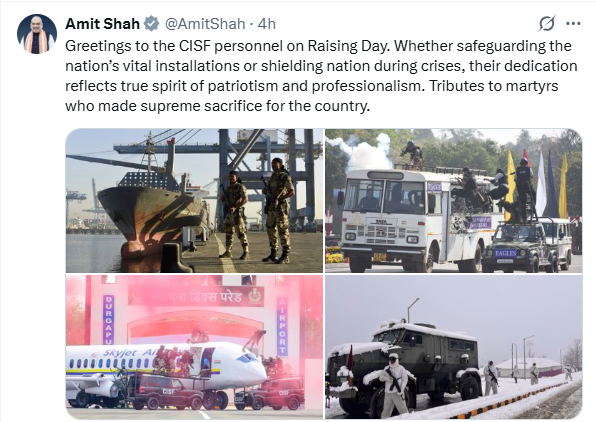 CISF Personnel Honored on Raising Day