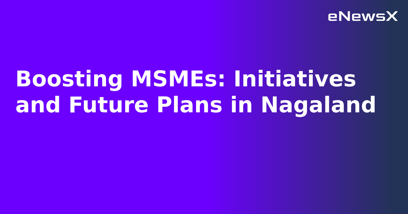 Boosting MSMEs: Initiatives and Future Plans in Nagaland