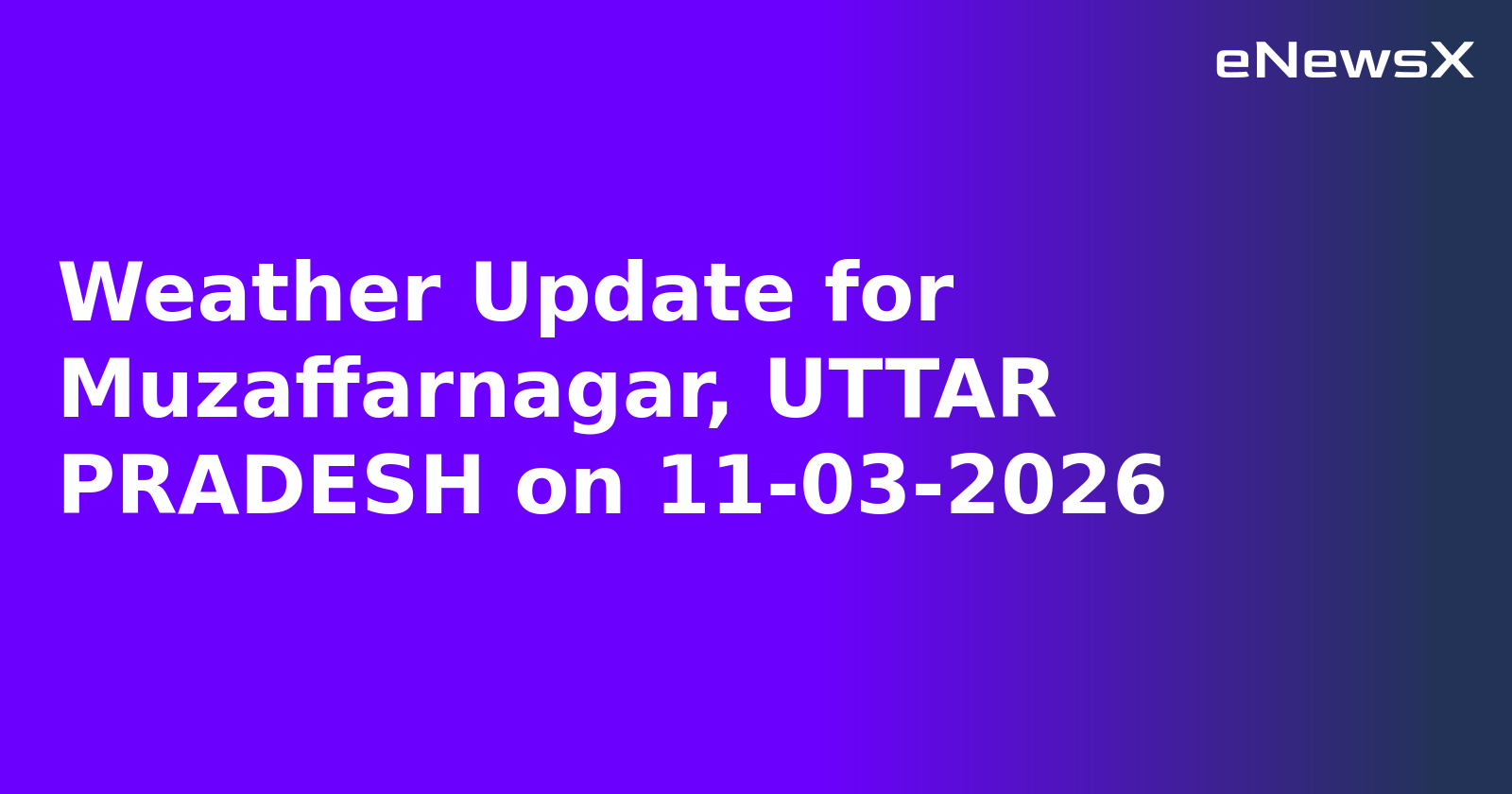 Weather Update for Muzaffarnagar, UTTAR PRADESH on 11-03-2026