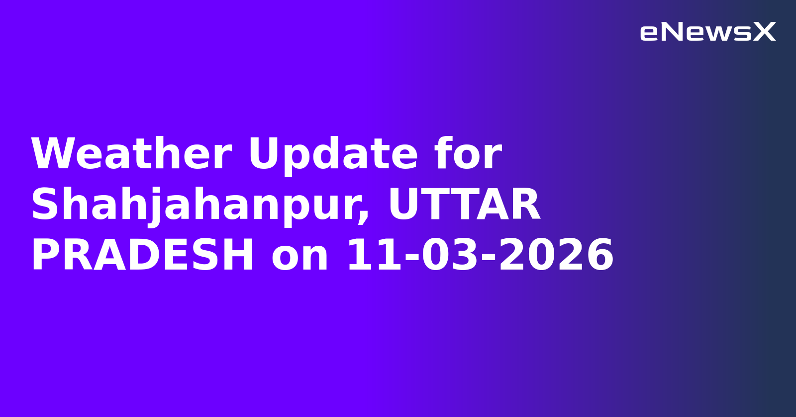 Weather Update for Shahjahanpur, UTTAR PRADESH on 11-03-2026