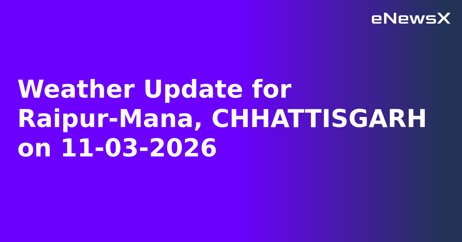 Weather Update for Raipur-Mana, CHHATTISGARH on 11-03-2026
