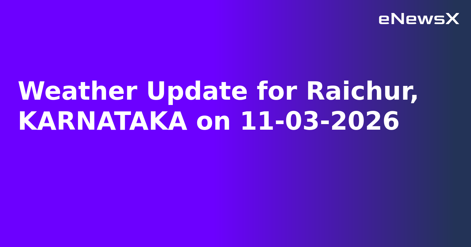 Weather Update for Raichur, KARNATAKA on 11-03-2026