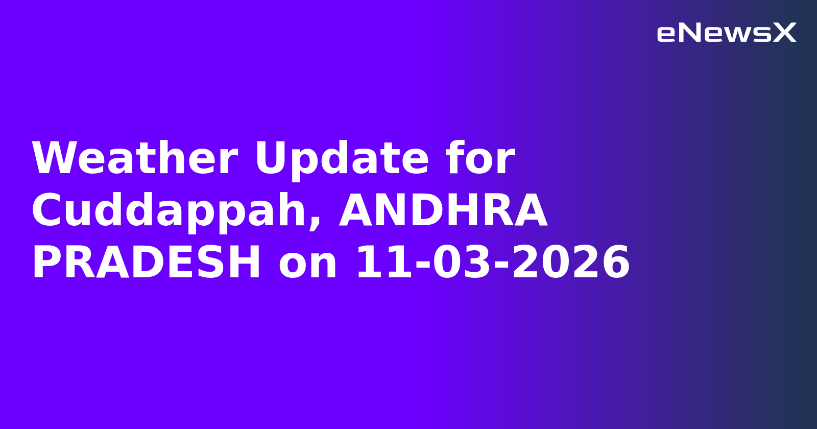 Weather Update for Cuddappah, ANDHRA PRADESH on 11-03-2026