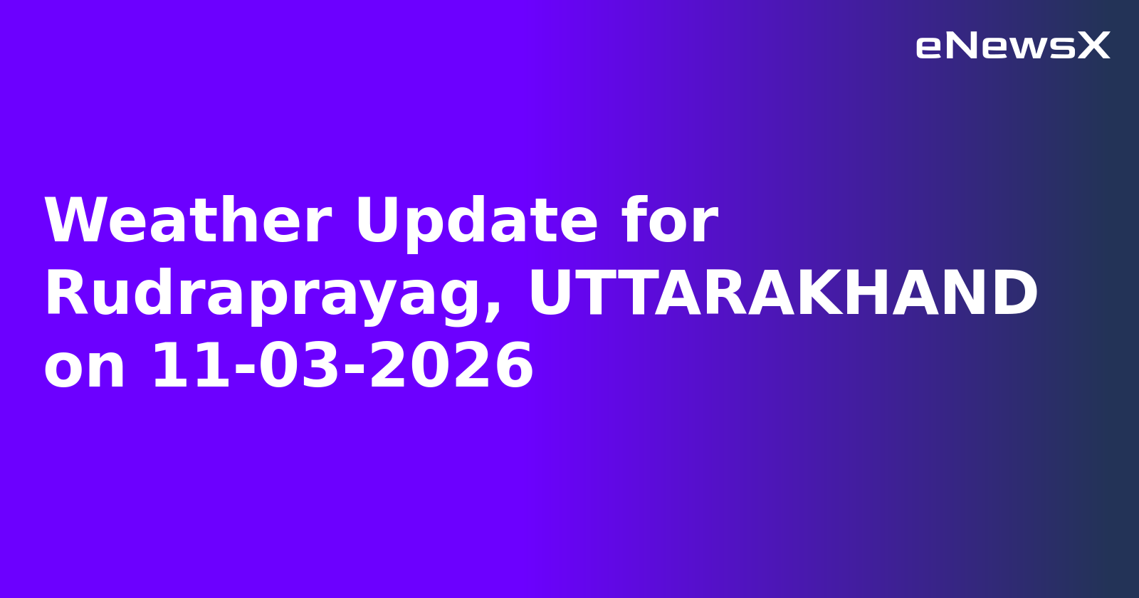 Weather Update for Rudraprayag, UTTARAKHAND on 11-03-2026