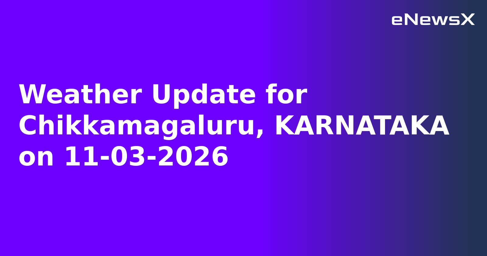 Weather Update for Chikkamagaluru, KARNATAKA on 11-03-2026