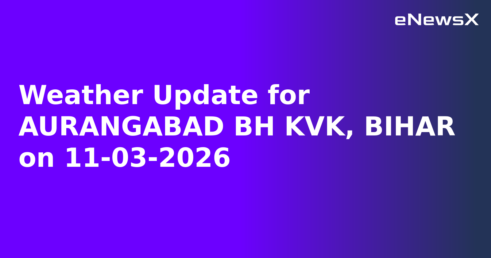Weather Update for AURANGABAD BH KVK, BIHAR on 11-03-2026