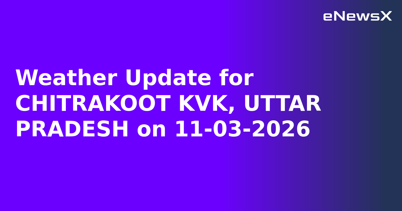Weather Update for CHITRAKOOT KVK, UTTAR PRADESH on 11-03-2026
