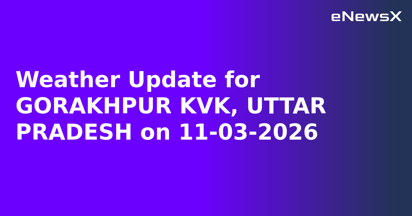 Weather Update for GORAKHPUR KVK, UTTAR PRADESH on 11-03-2026