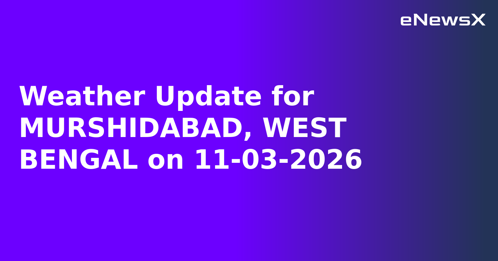 Weather Update for MURSHIDABAD, WEST BENGAL on 11-03-2026