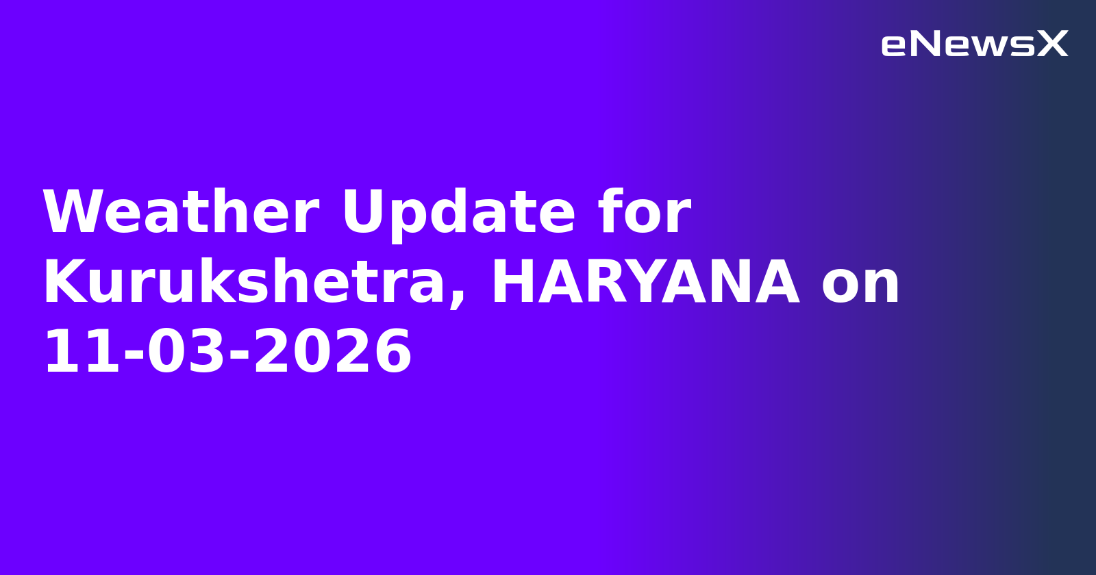 Weather Update for Kurukshetra, HARYANA on 11-03-2026
