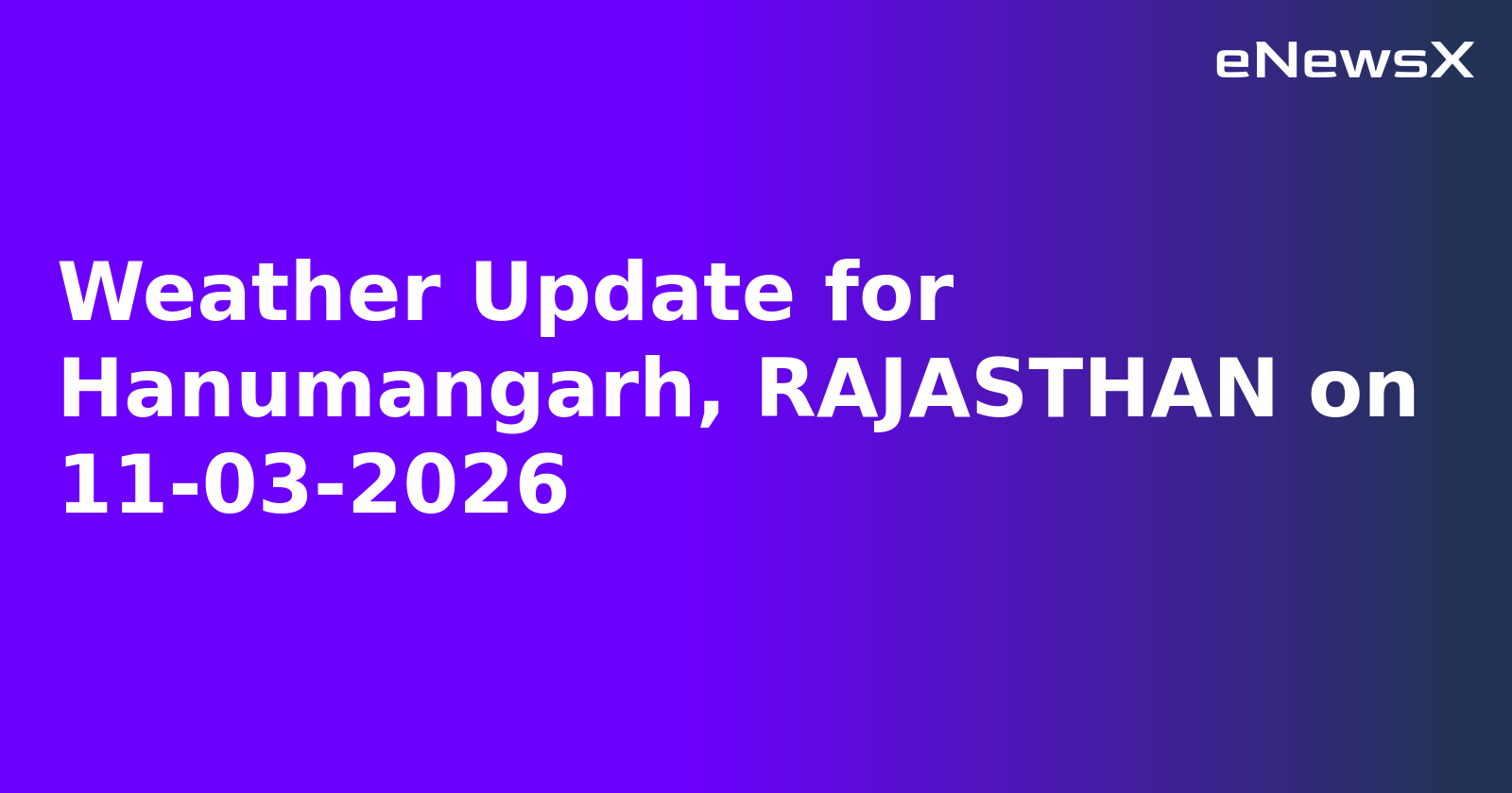 Weather Update for Hanumangarh, RAJASTHAN on 11-03-2026