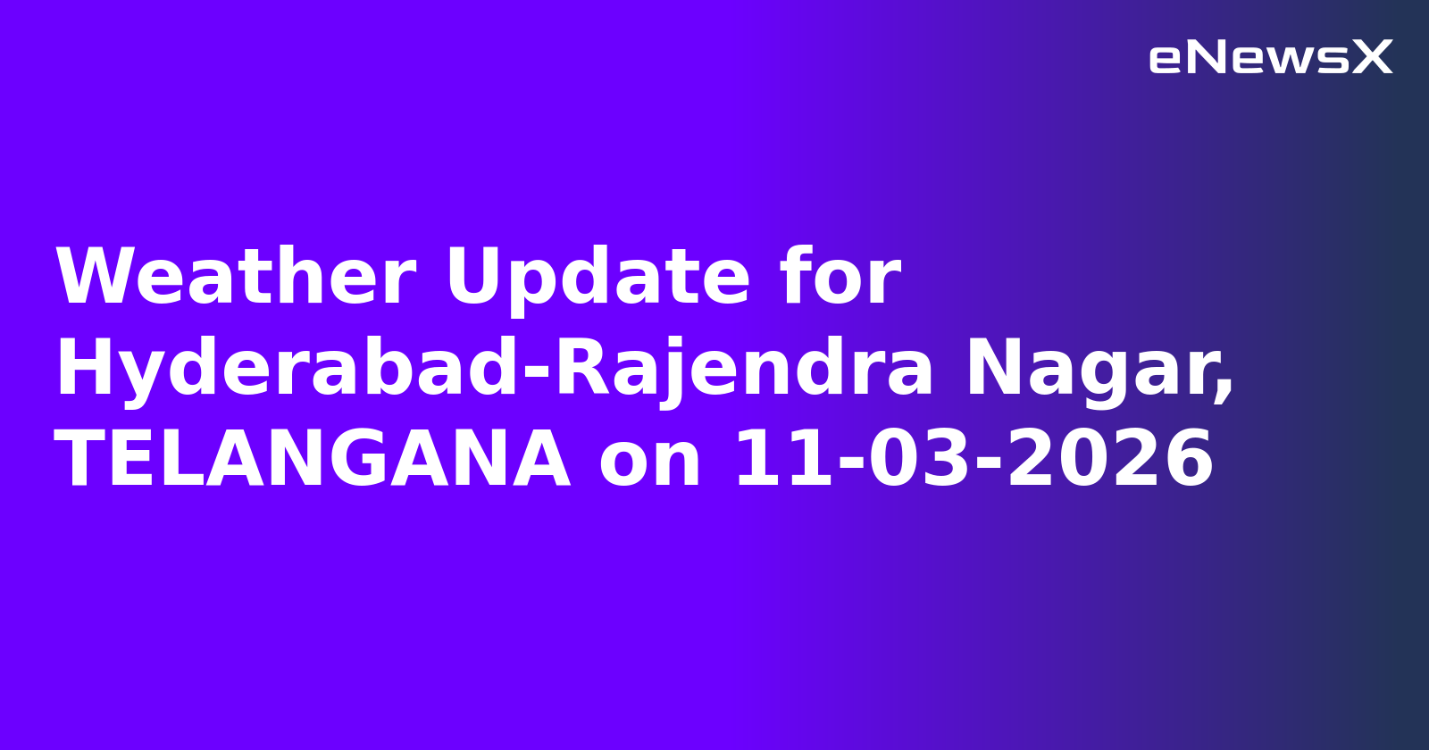 Weather Update for Hyderabad-Rajendra Nagar, TELANGANA on 11-03-2026