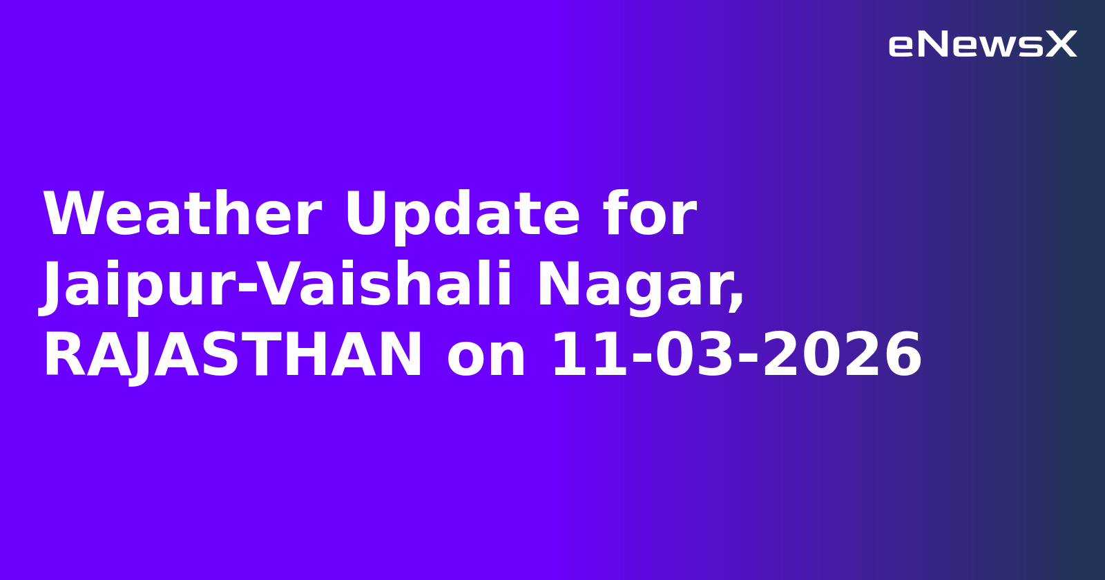 Weather Update for Jaipur-Vaishali Nagar, RAJASTHAN on 11-03-2026