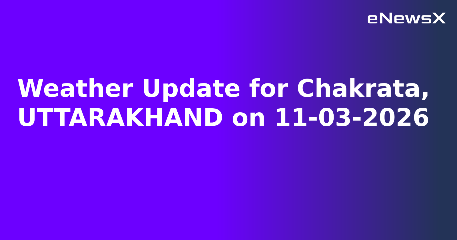 Weather Update for Chakrata, UTTARAKHAND on 11-03-2026