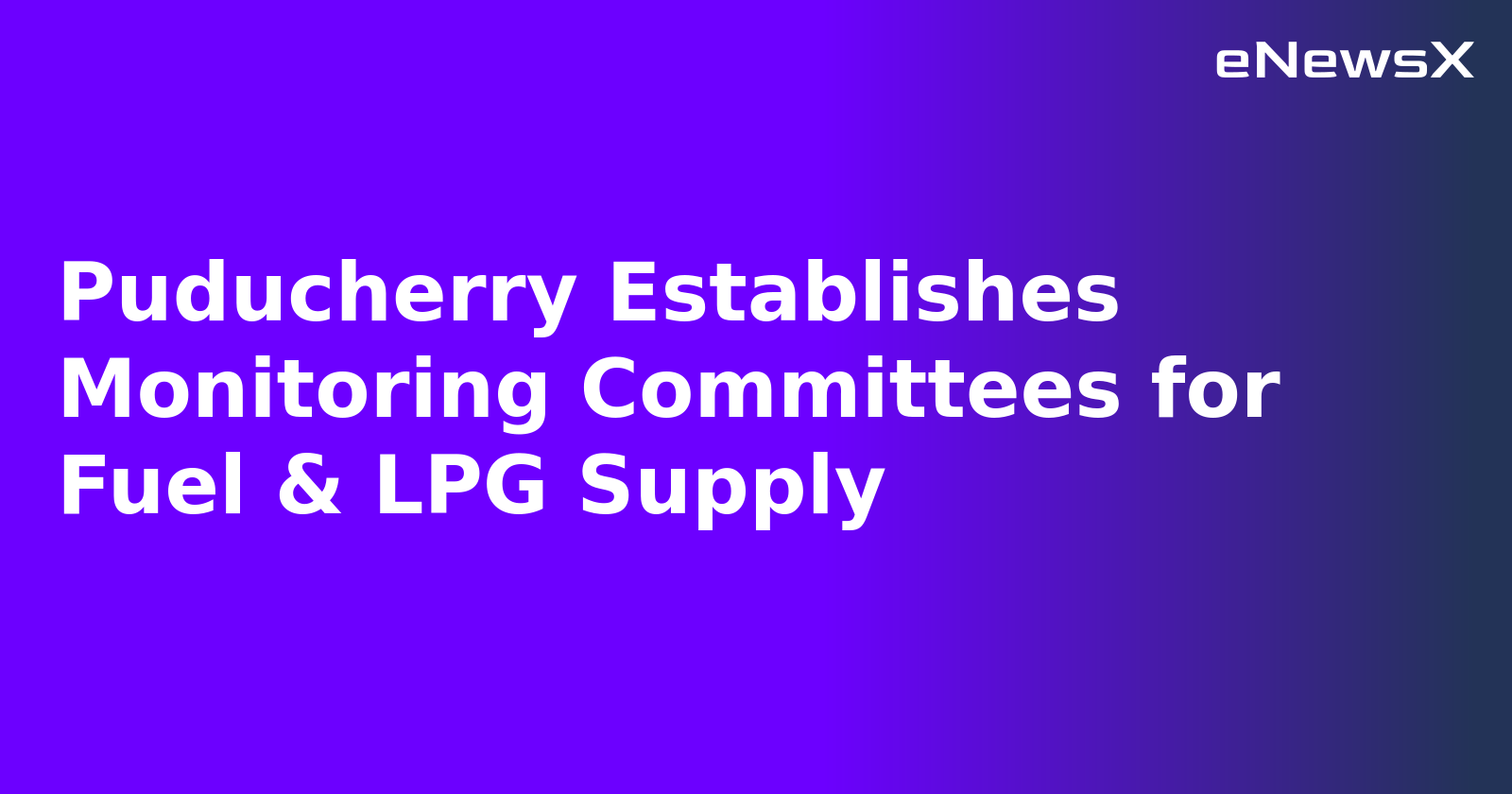 Puducherry Establishes Monitoring Committees for Fuel & LPG Supply