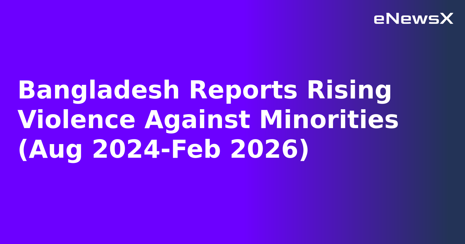 Bangladesh Reports Rising Violence Against Minorities (Aug 2024-Feb 2026)