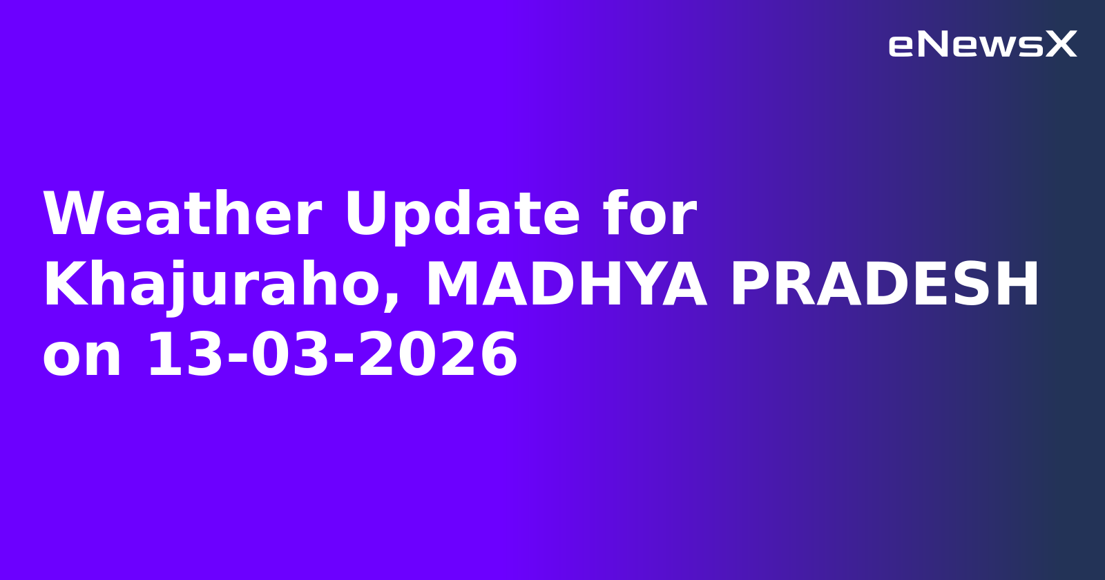 Weather Update for Khajuraho, MADHYA PRADESH on 13-03-2026