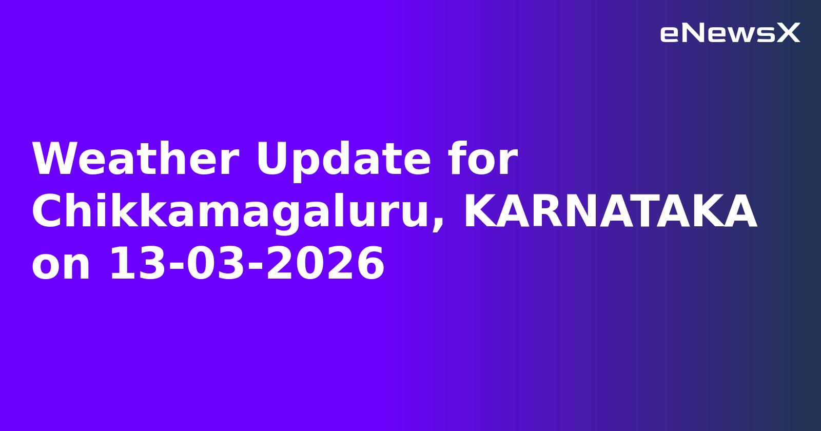 Weather Update for Chikkamagaluru, KARNATAKA on 13-03-2026