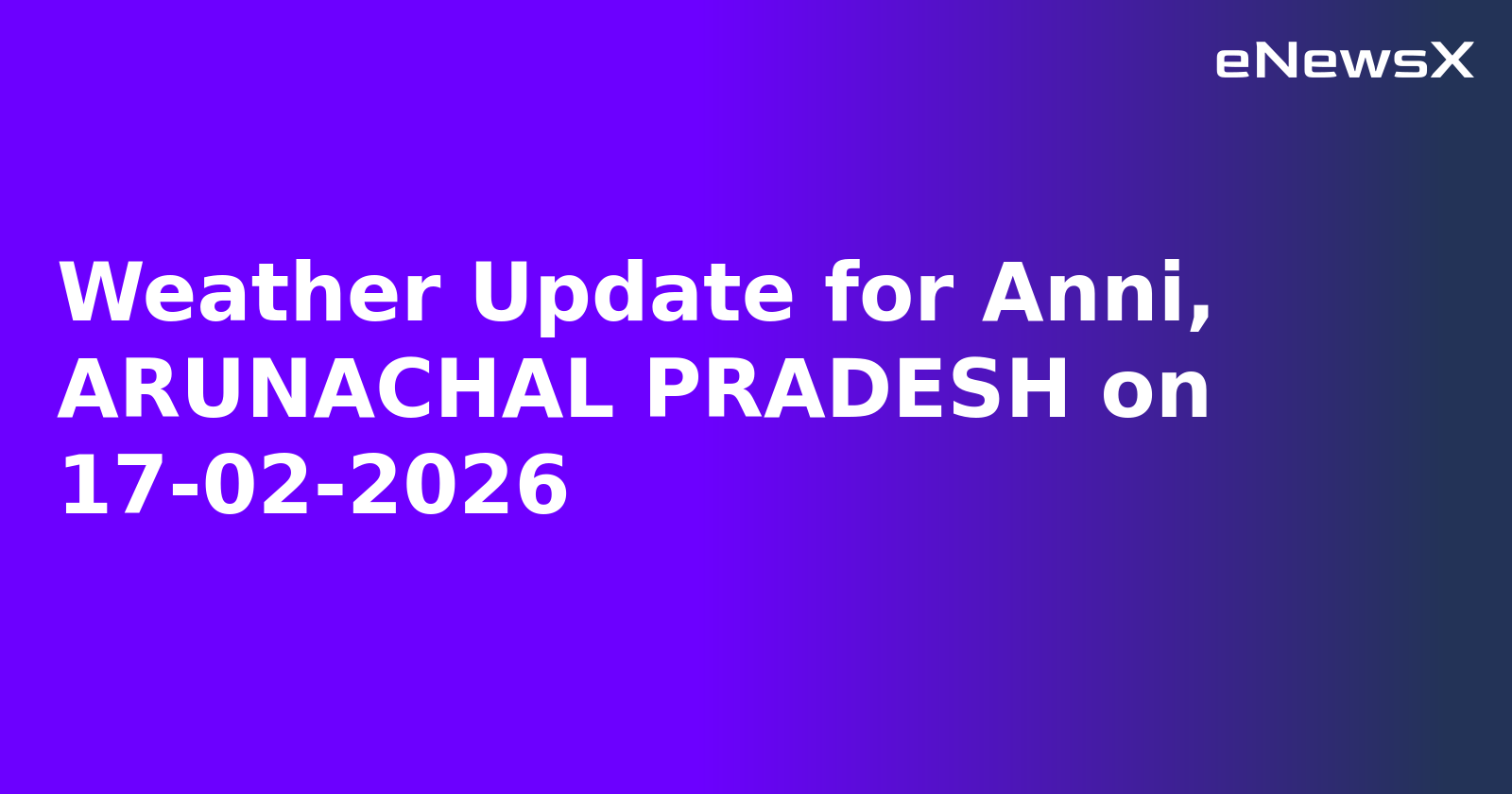 Weather Update for Anni, ARUNACHAL PRADESH on 17-02-2026