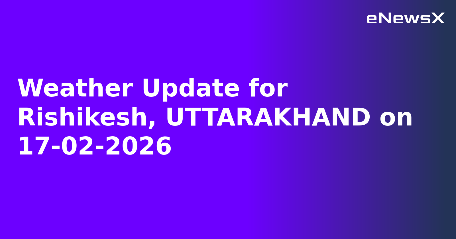 Weather Update for Rishikesh, UTTARAKHAND on 17-02-2026