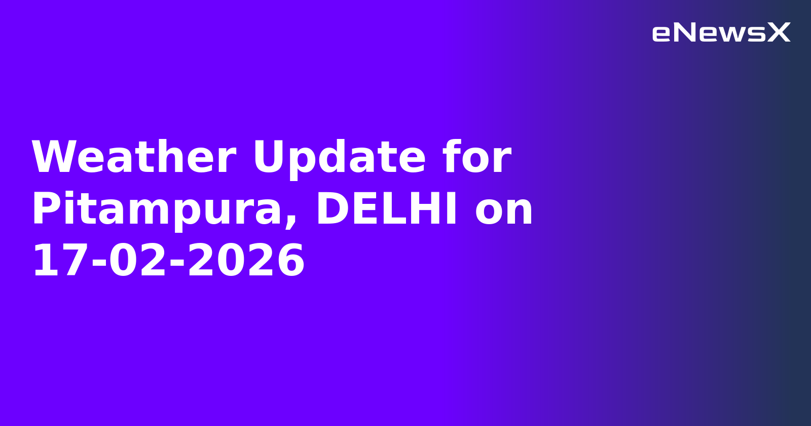 Weather Update for Pitampura, DELHI on 17-02-2026