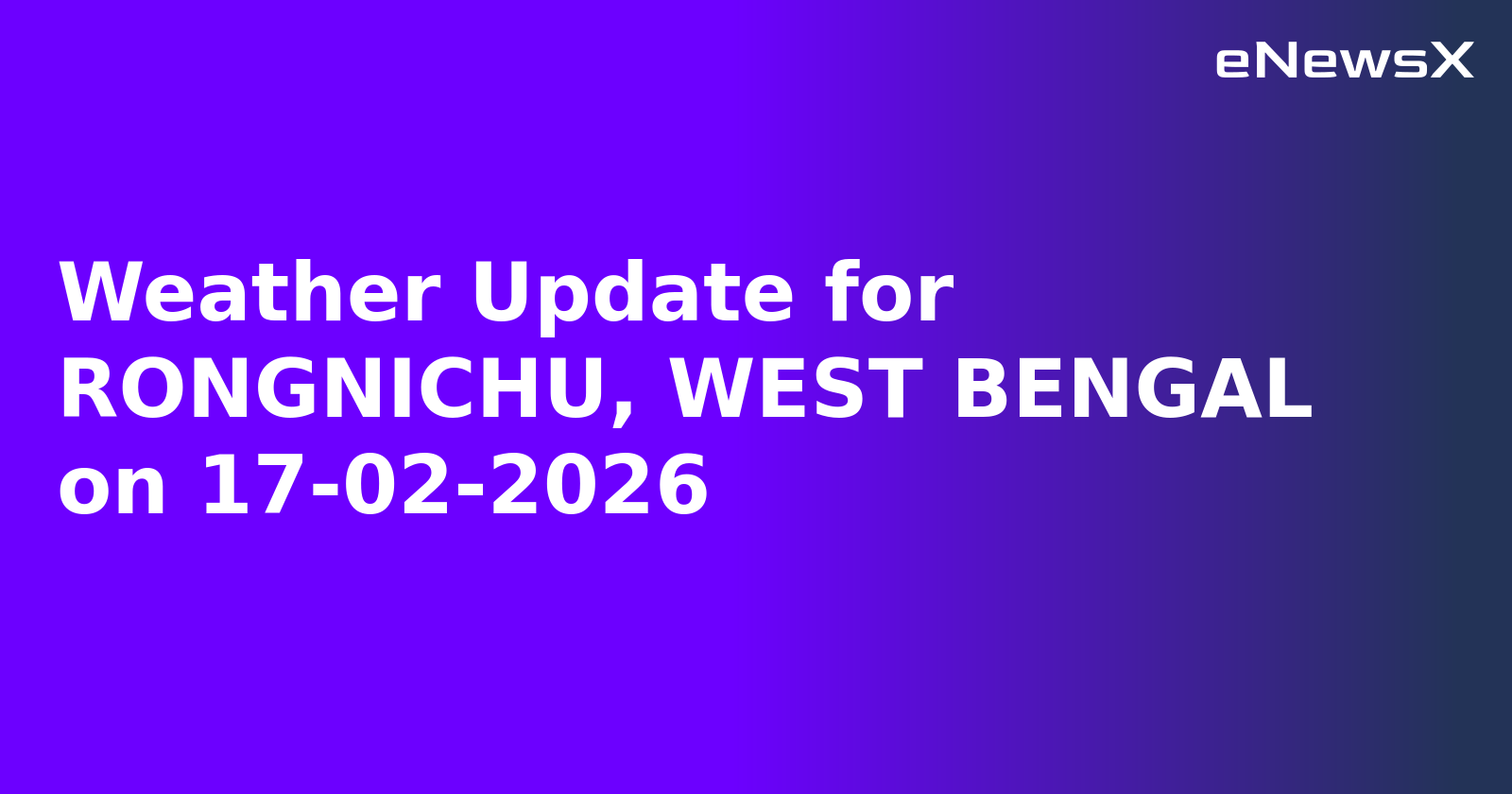 Weather Update for RONGNICHU, WEST BENGAL on 17-02-2026