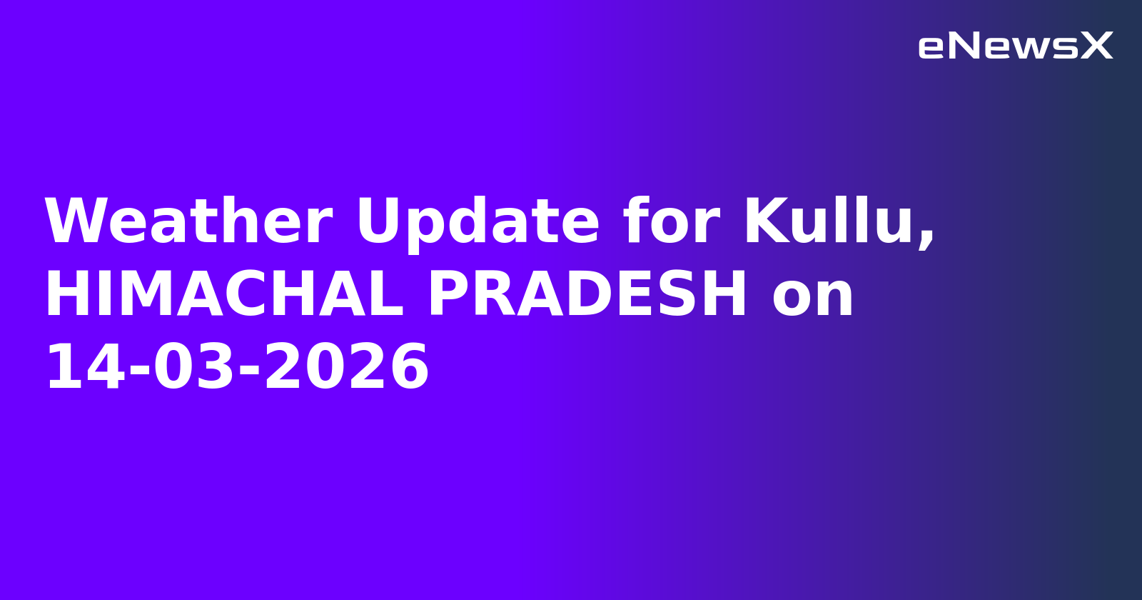 Weather Update for Kullu, HIMACHAL PRADESH on 14-03-2026